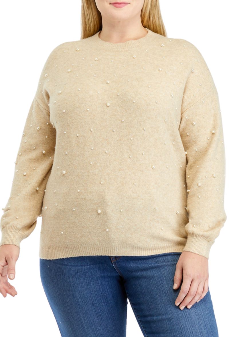 Plus Size Pearl Jewel Sweater