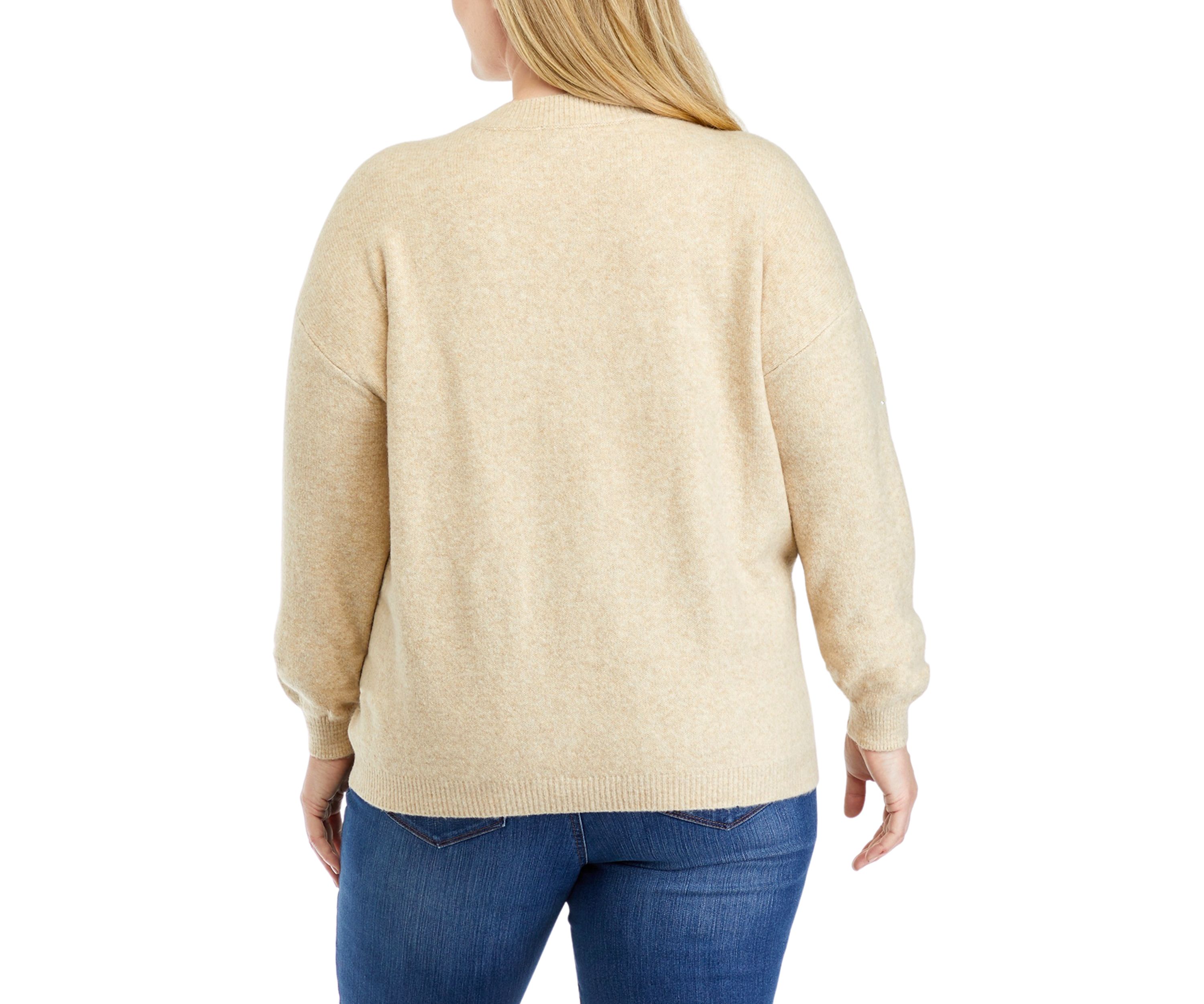 Plus Size Pearl Jewel Sweater