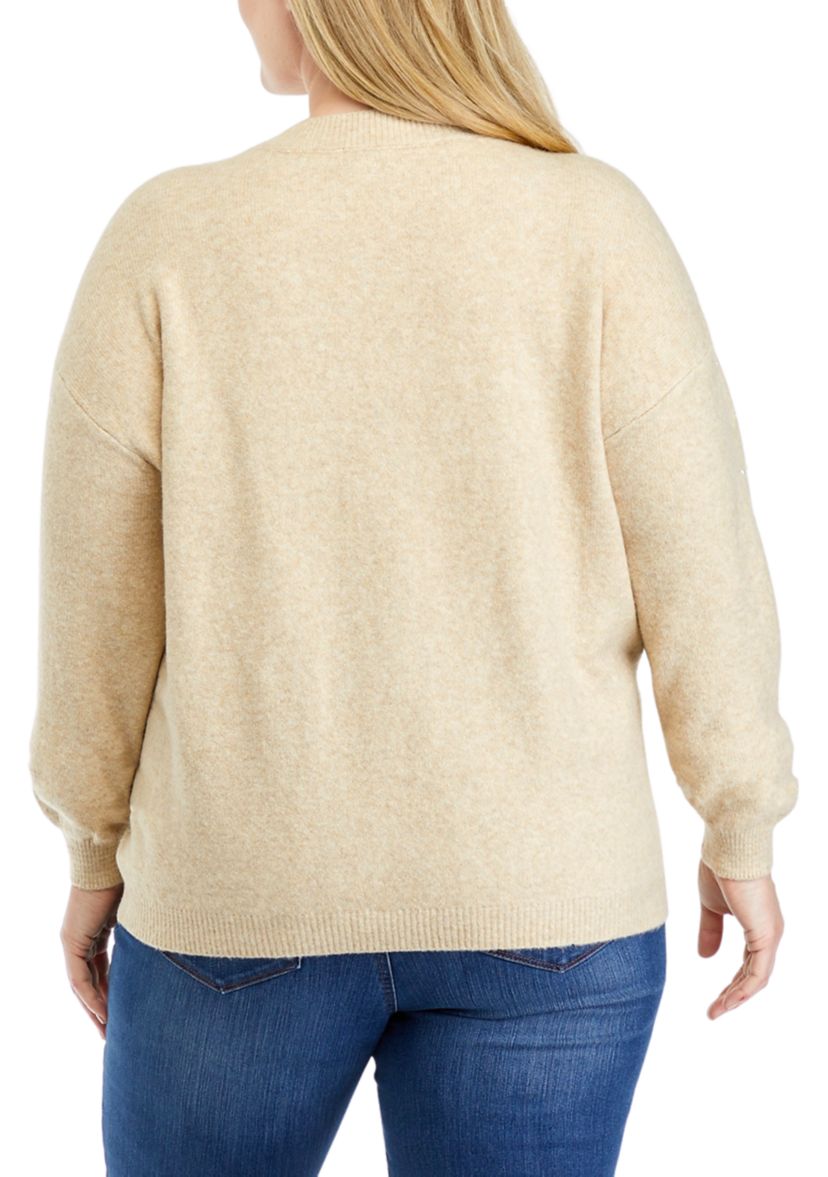 Plus Size Pearl Jewel Sweater
