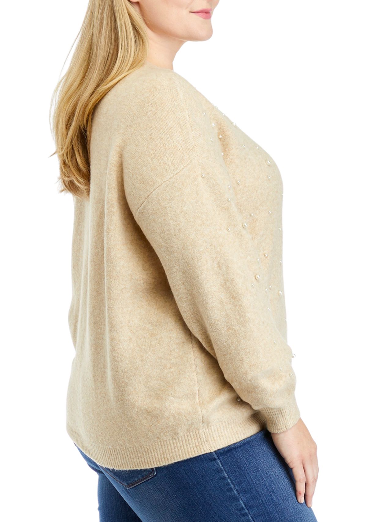 Plus Size Pearl Jewel Sweater