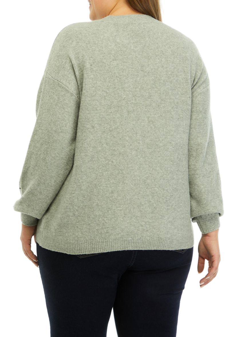 Plus Size Pearl Jeweled Sweater