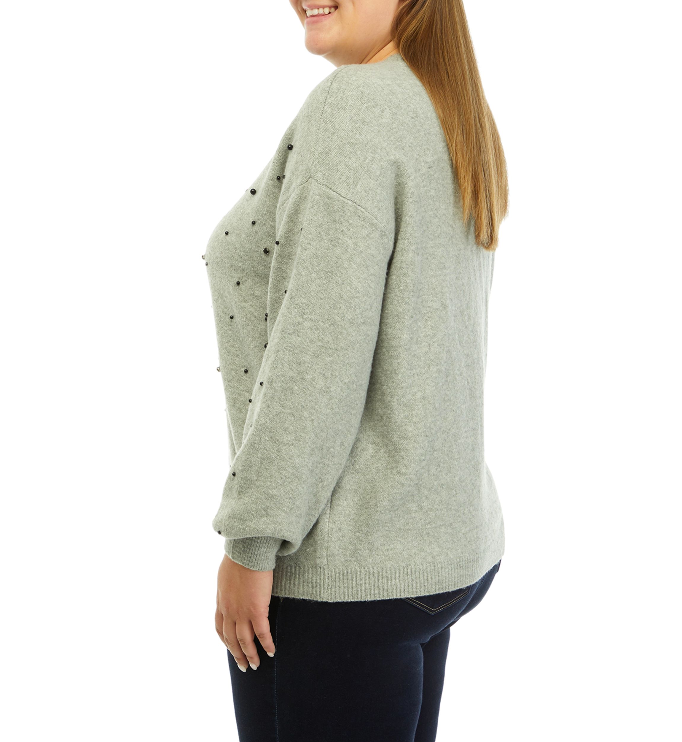 Plus Size Pearl Jeweled Sweater