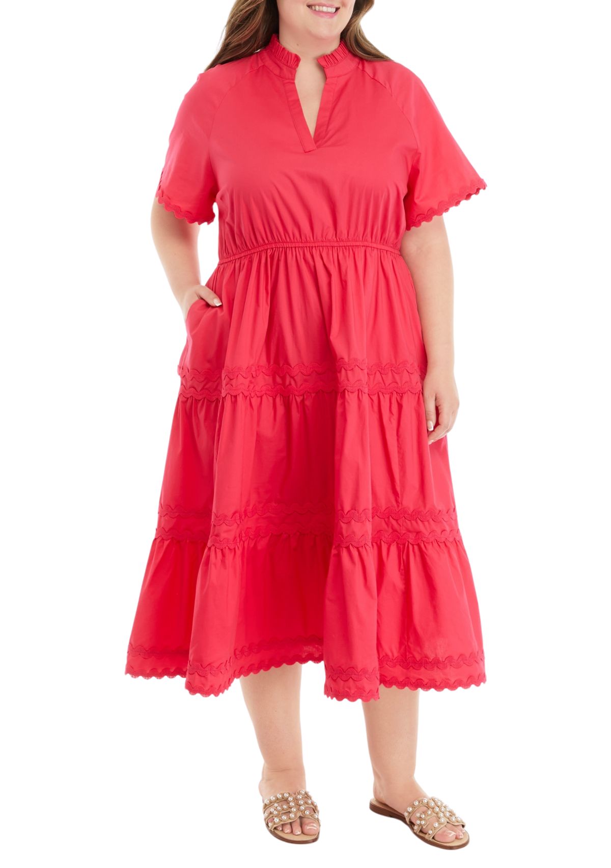 Plus Size Tiered Midi Dress