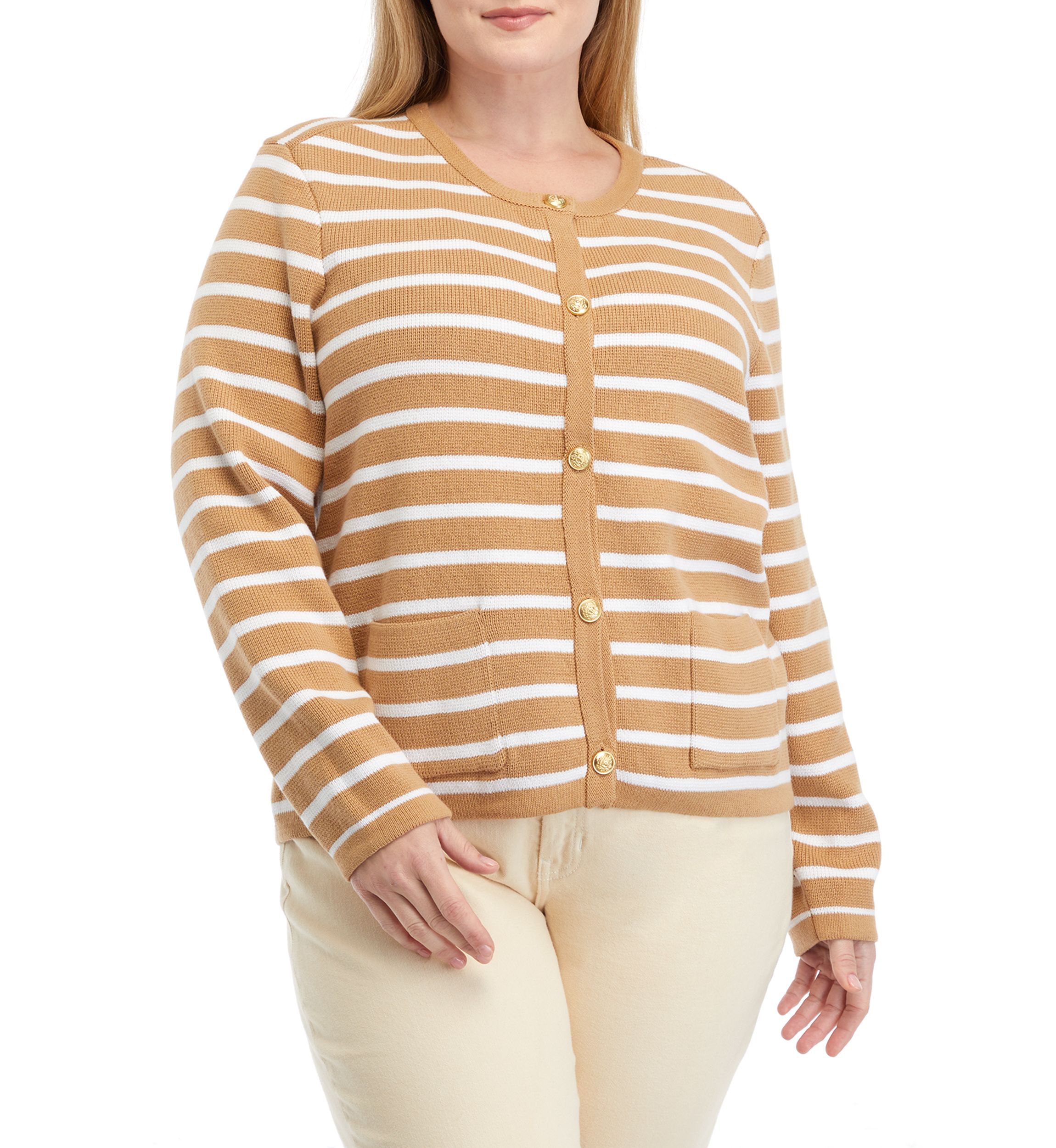 Plus Size Button Cropped Cardigan 