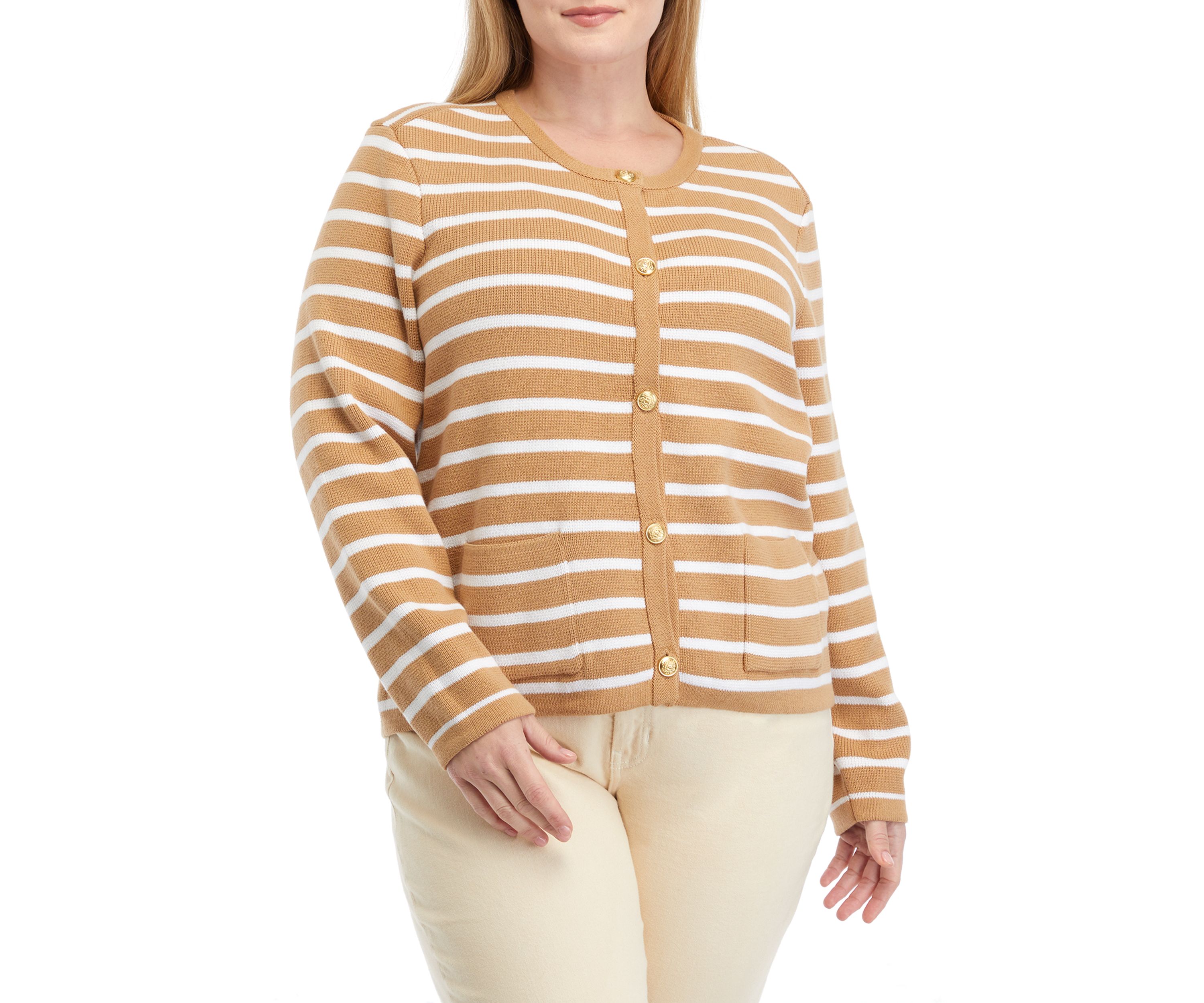 Plus Size Button Cropped Cardigan 
