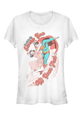 DC COMICS Women's Sweep You Off Your Feet Graphic T-Shirt, White, 2XL