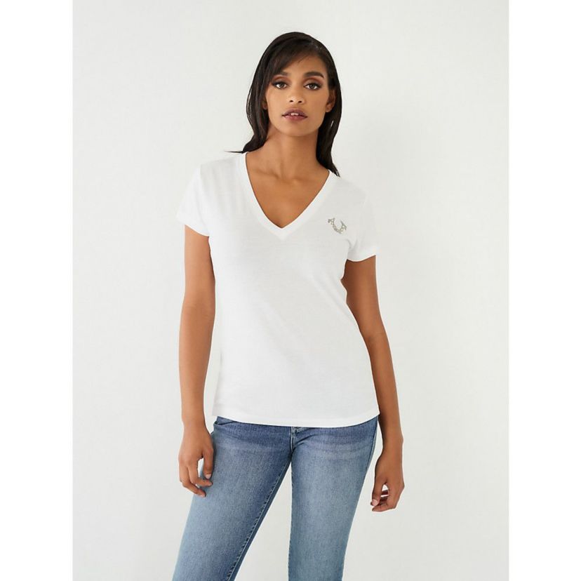 Crystal Buddha Slim V Neck Tee
