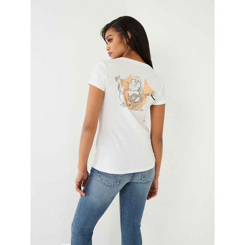Crystal Buddha Slim V Neck Tee