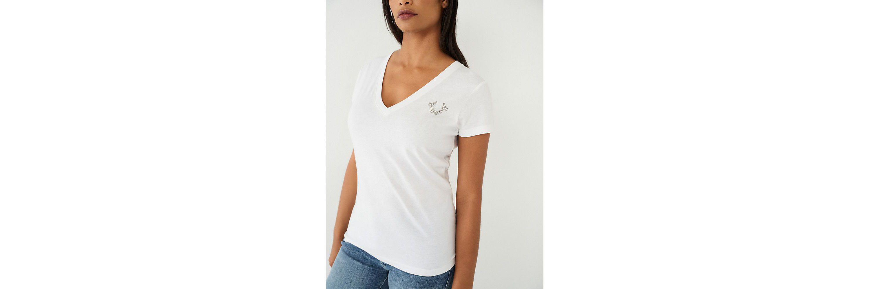 Crystal Buddha Slim V Neck Tee