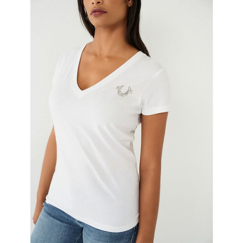 Crystal Buddha Slim V Neck Tee