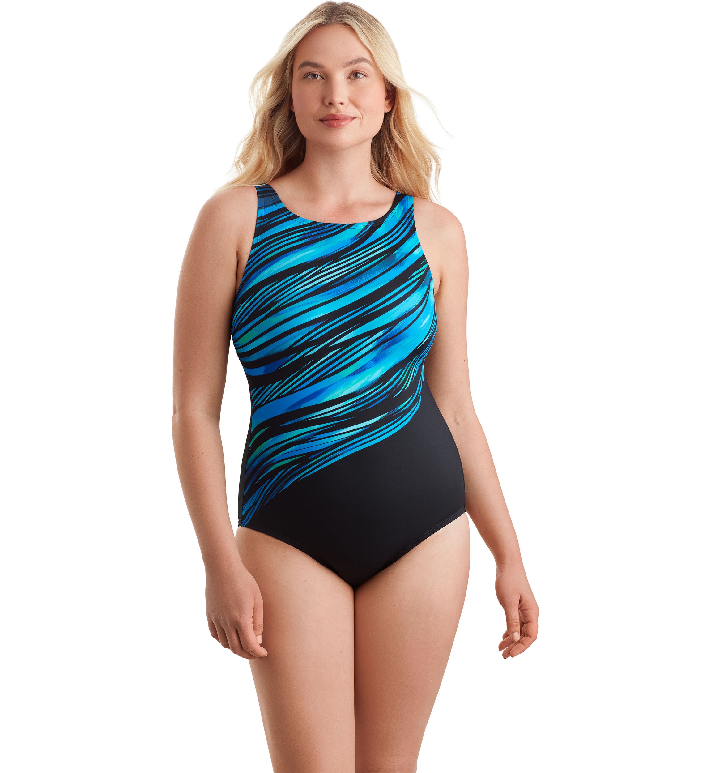 Wave Power High Neck Tank One Piece Swimsuit