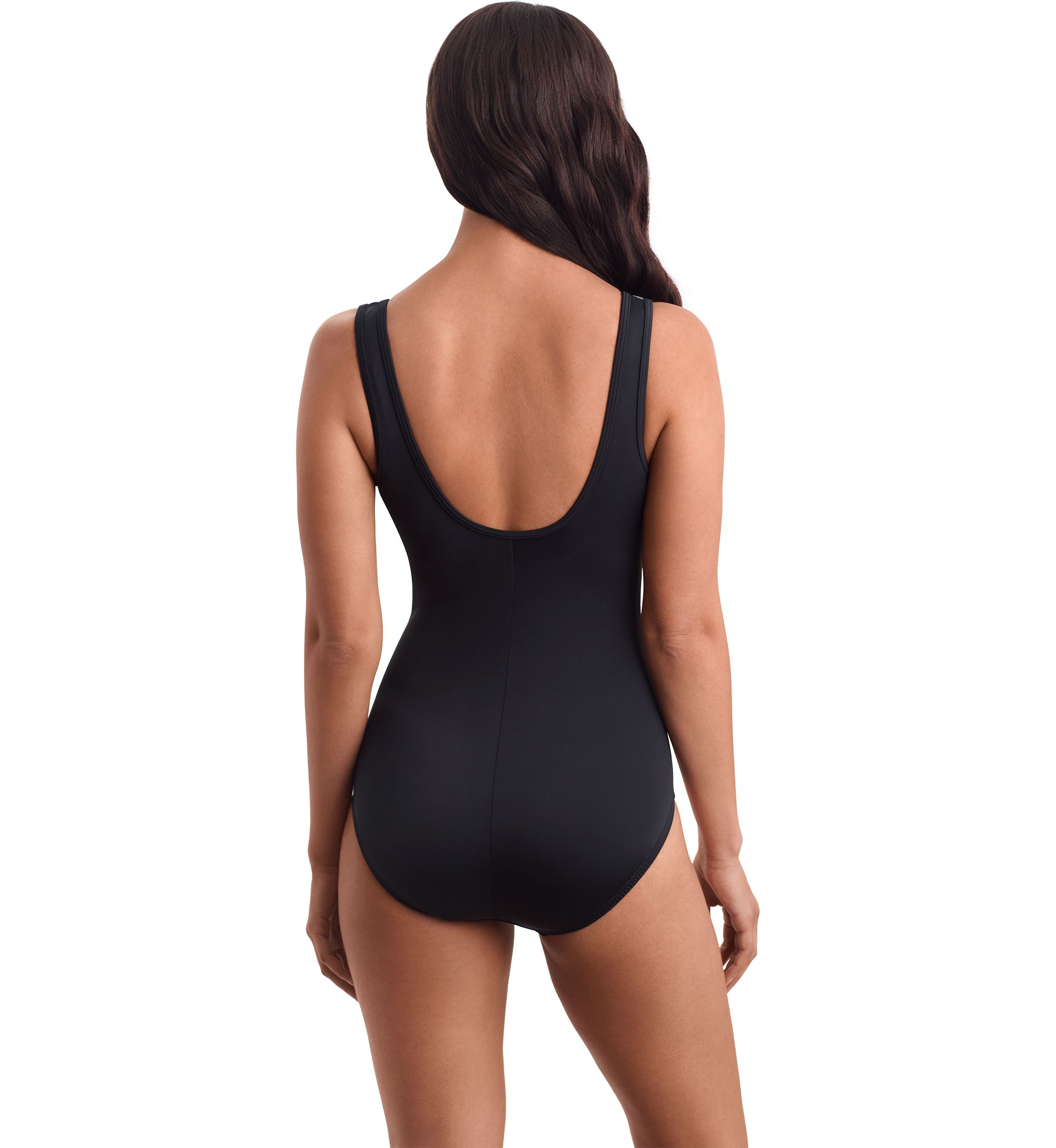 Glazed Skin Scoopneck Zipper Tank One Piece Swimsuit