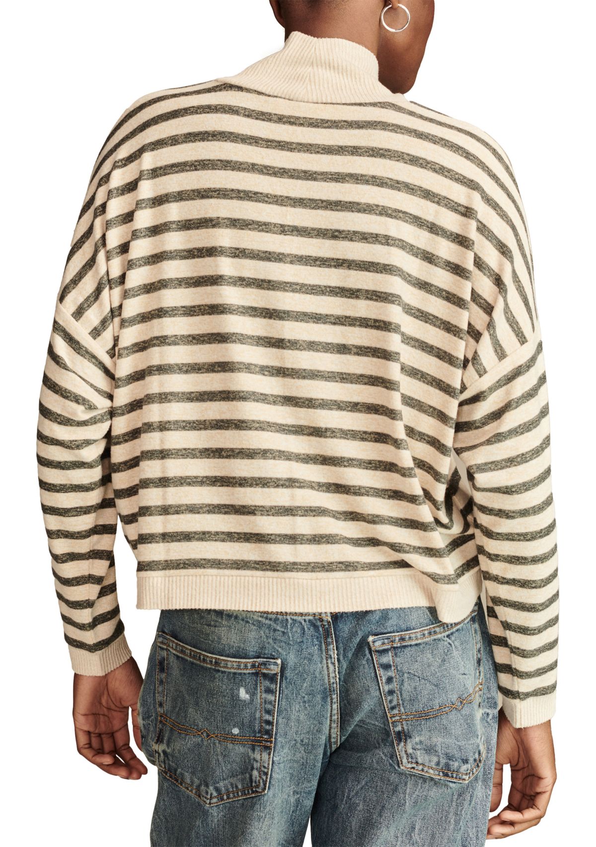Womens Cloud Stripe Mock Neck Top 