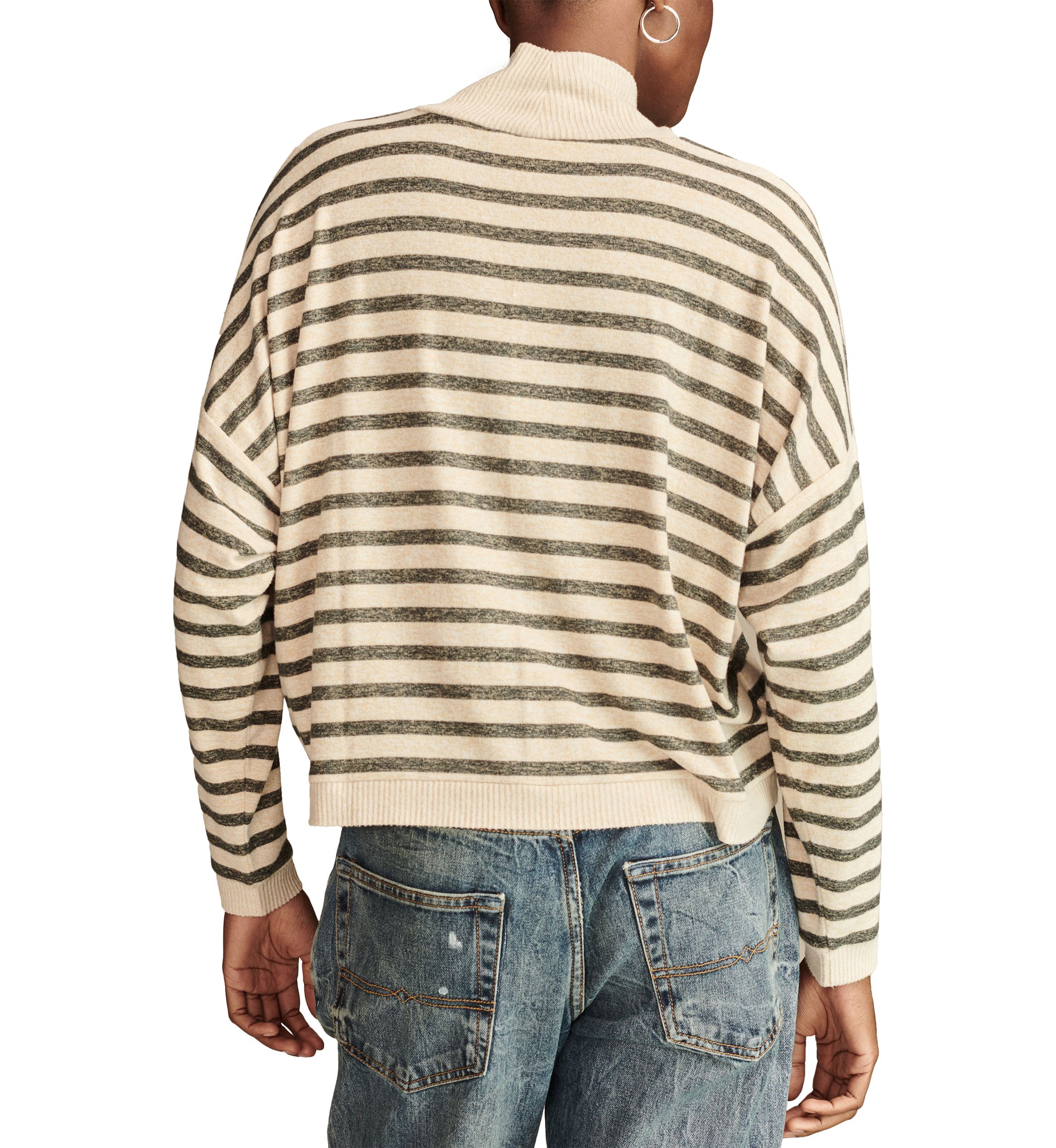 Womens Cloud Stripe Mock Neck Top 