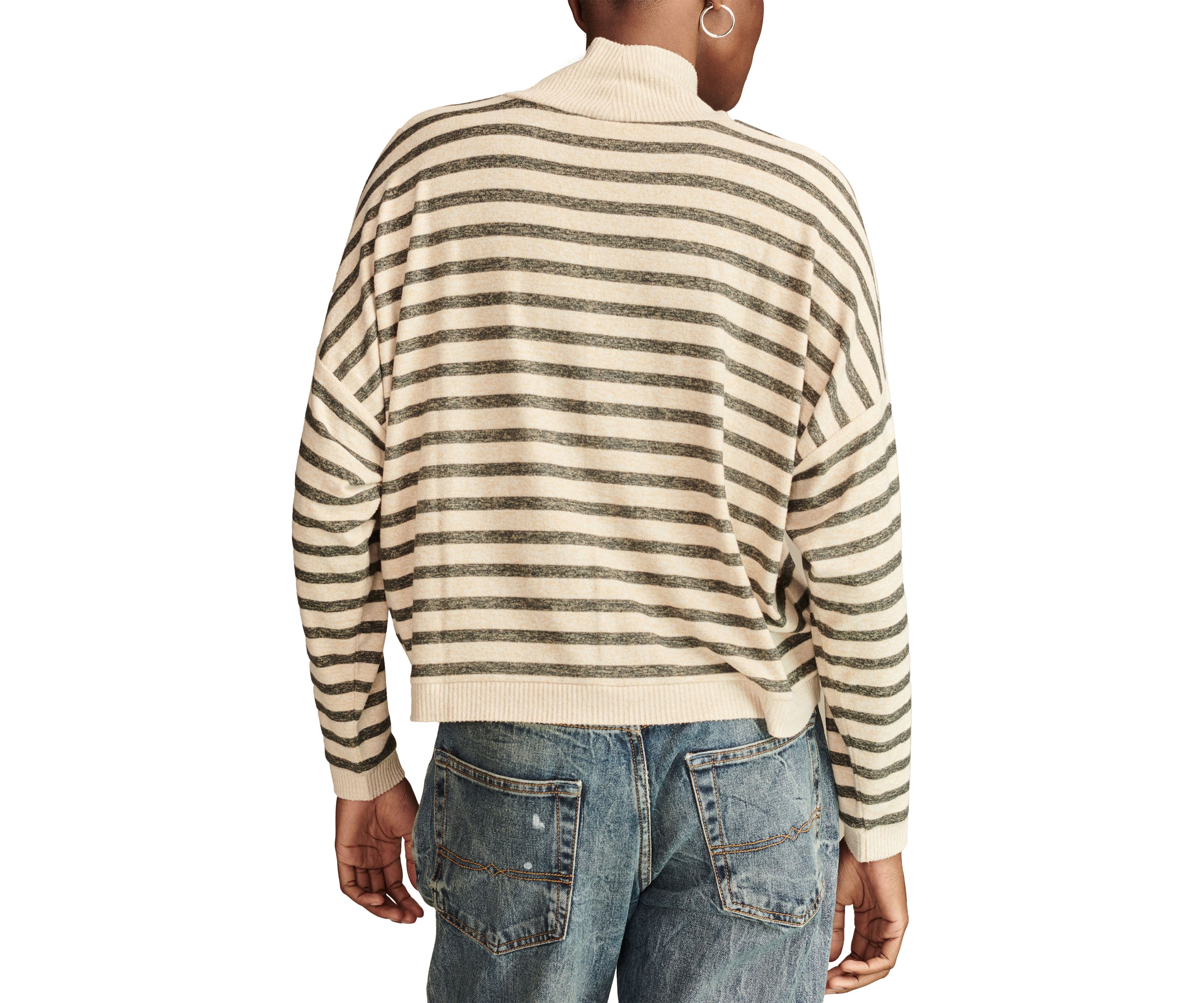 Womens Cloud Stripe Mock Neck Top 