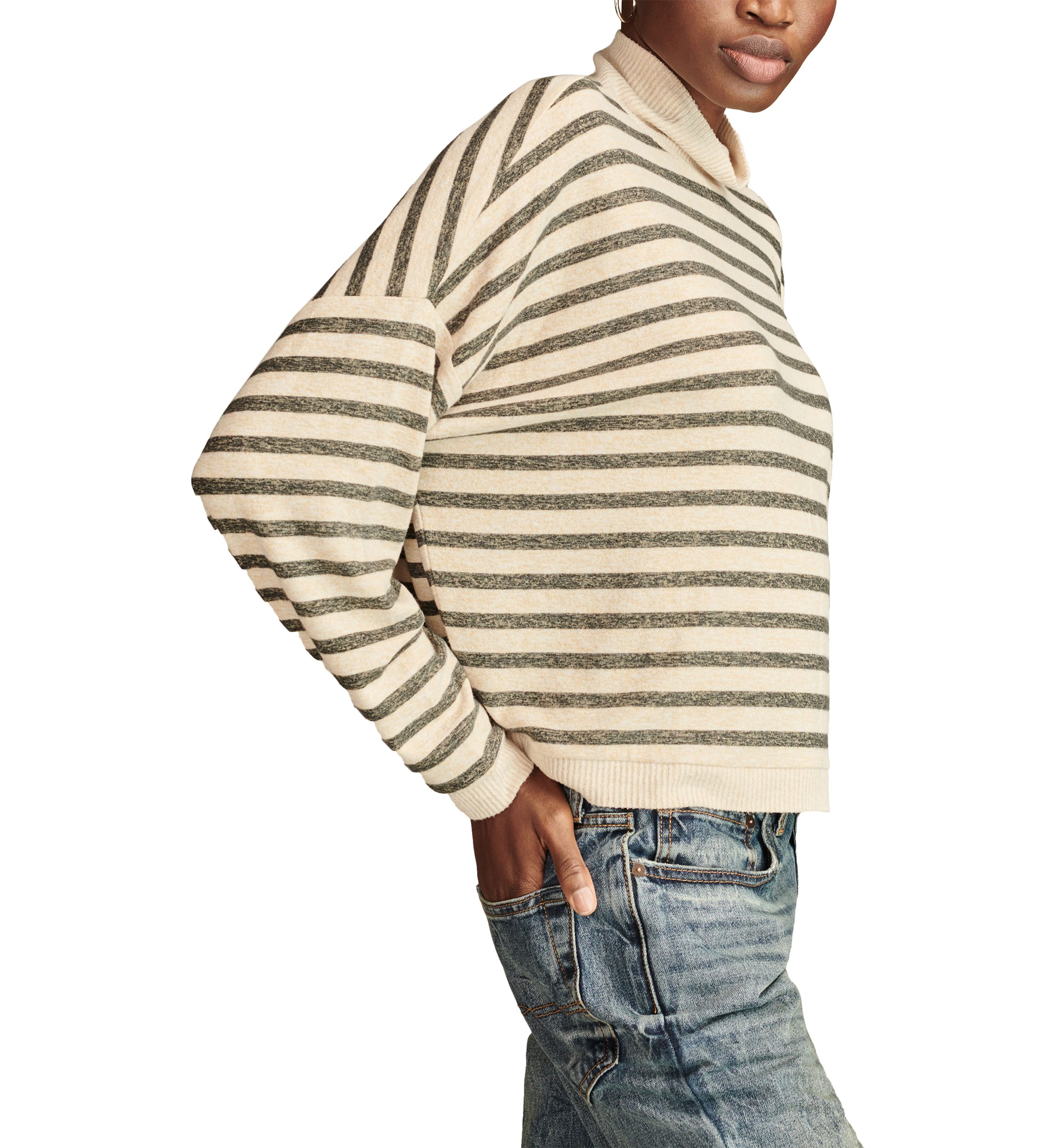 Womens Cloud Stripe Mock Neck Top 