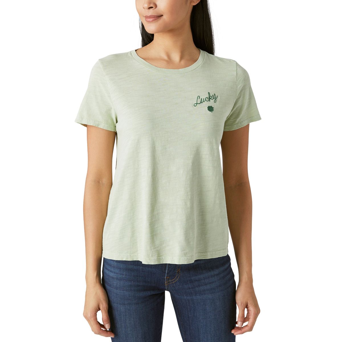 GREEN LEFT CHEST CLOVER CREW TEE