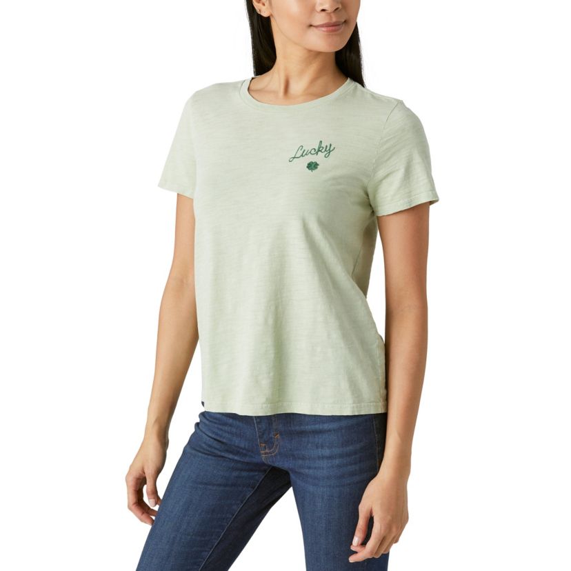 GREEN LEFT CHEST CLOVER CREW TEE