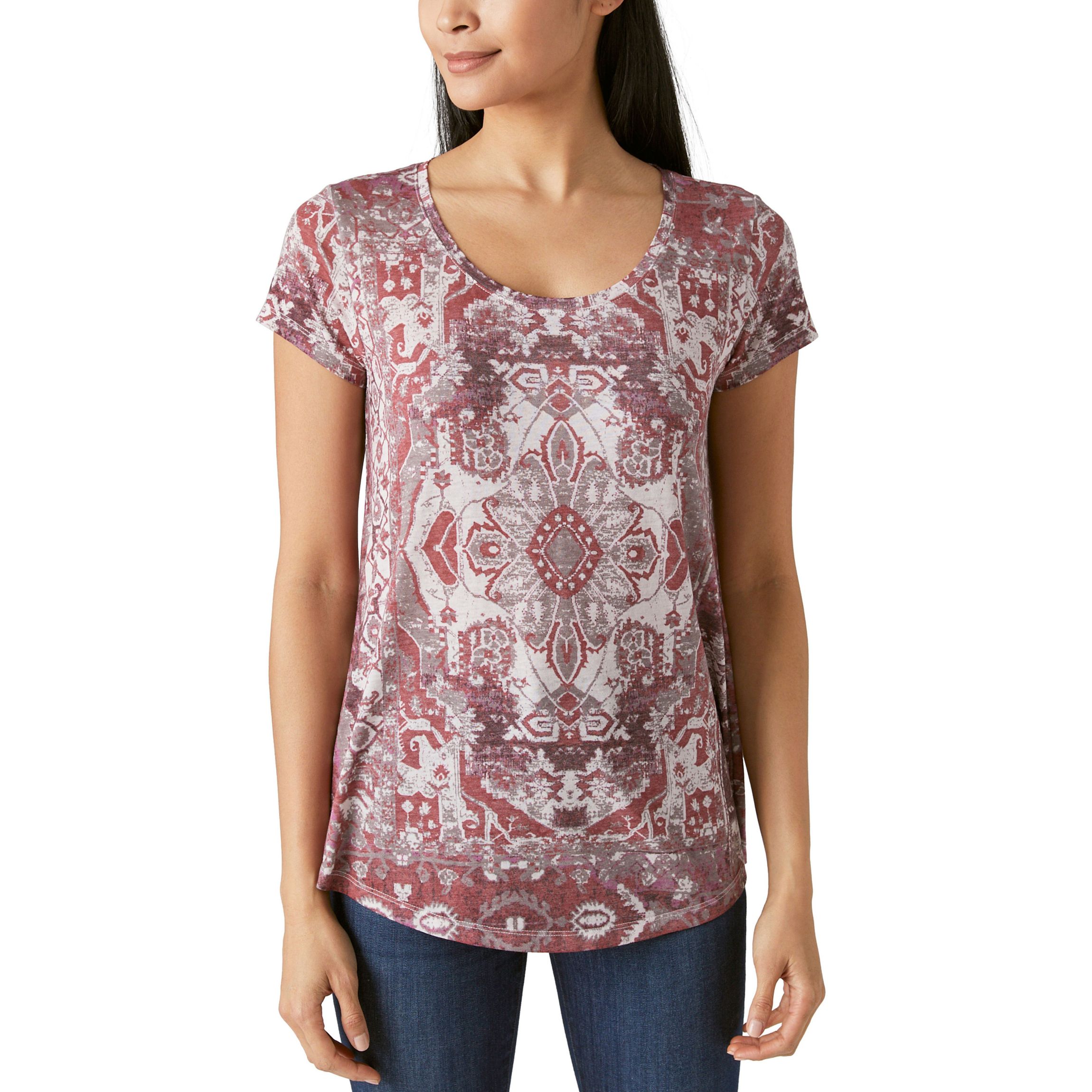 Printed Scoop Neck T-Shirt
