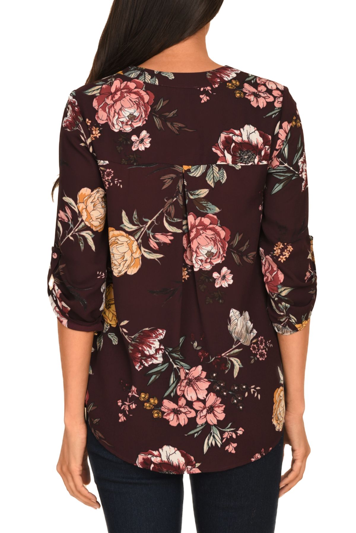 3/4 Sleeve V-Neck Blouse