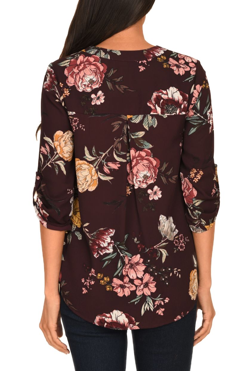 3/4 Sleeve V-Neck Blouse