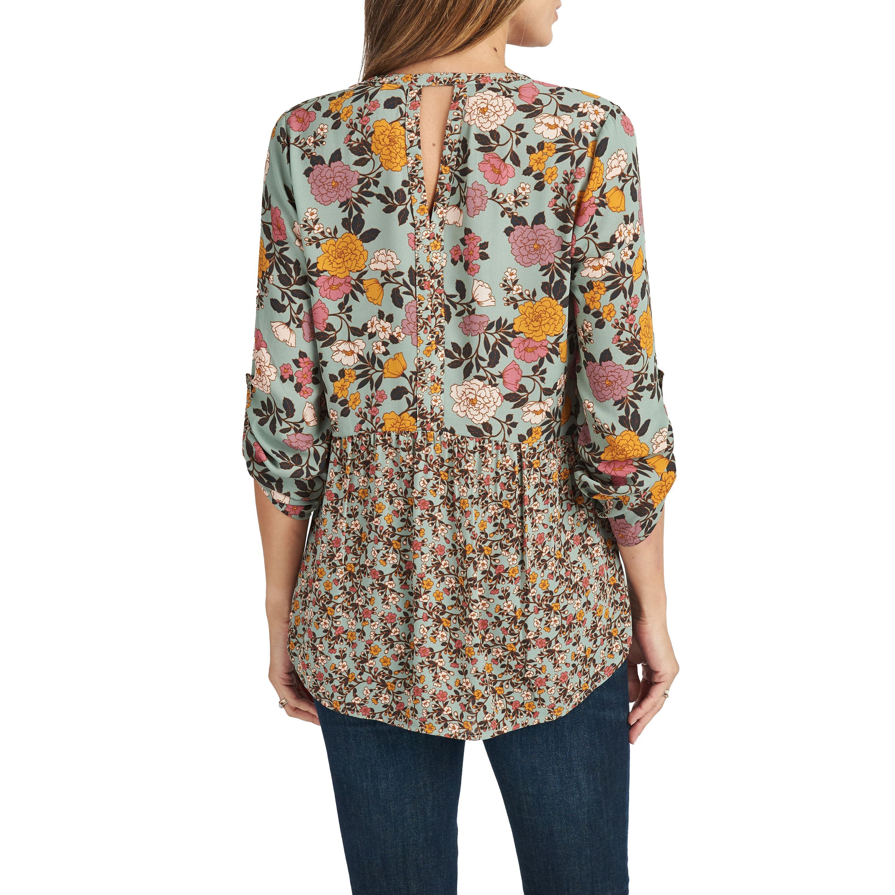 3/4 Roll Tab Sleeve Tunic Top