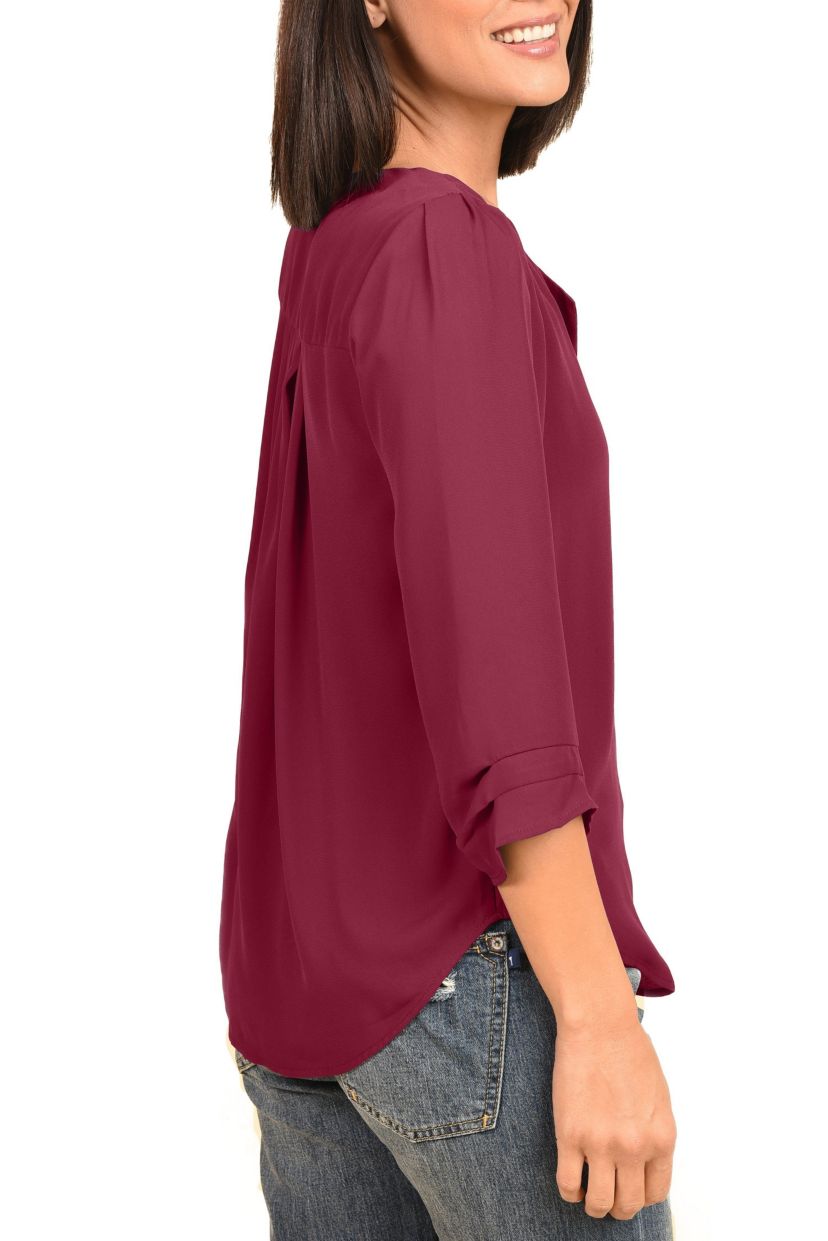 Long Sleeve V-Neck Blouse Top