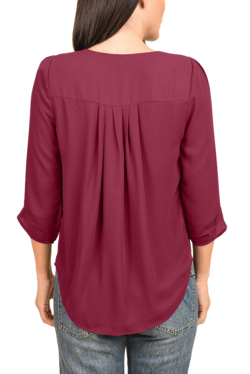Long Sleeve V-Neck Blouse Top