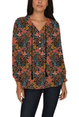 DR2 by Daniel Rainn Long Sleeve Tassel Woven Top | belk