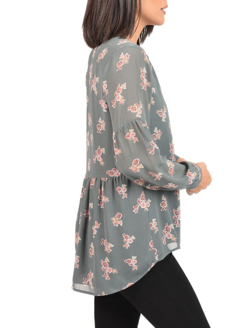 Long Sleeve Top Blouse with Bow-Tie Neck