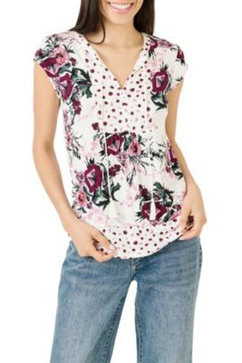 DR2 by Daniel Rainn Short Sleeve Top Blouse with Tassels | belk