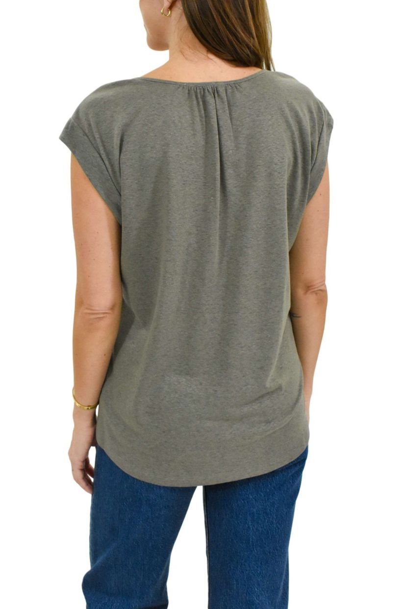 Solid Knit Scoop Neck Top with Cap Sleeves