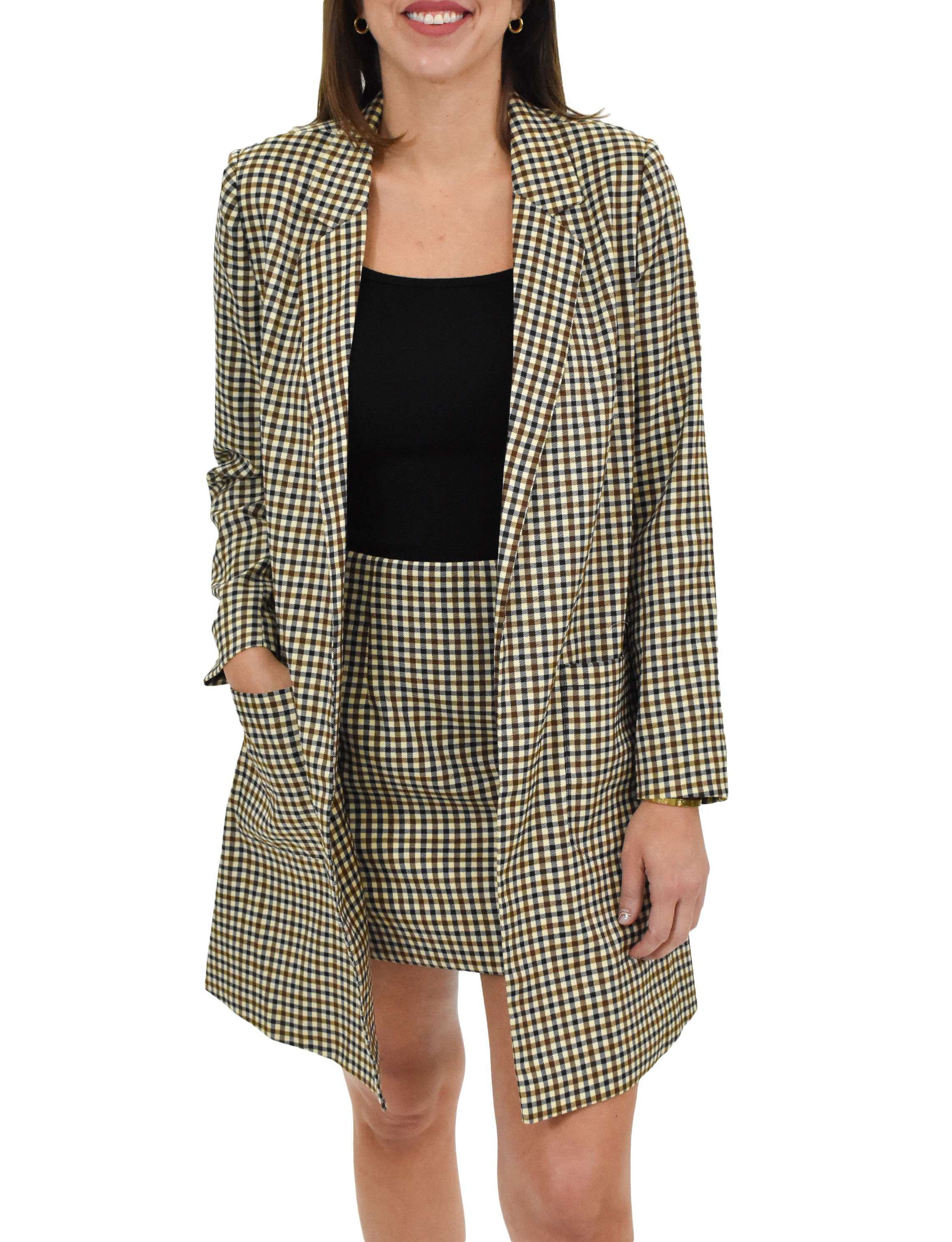 Plaid Notch Collar Jacket