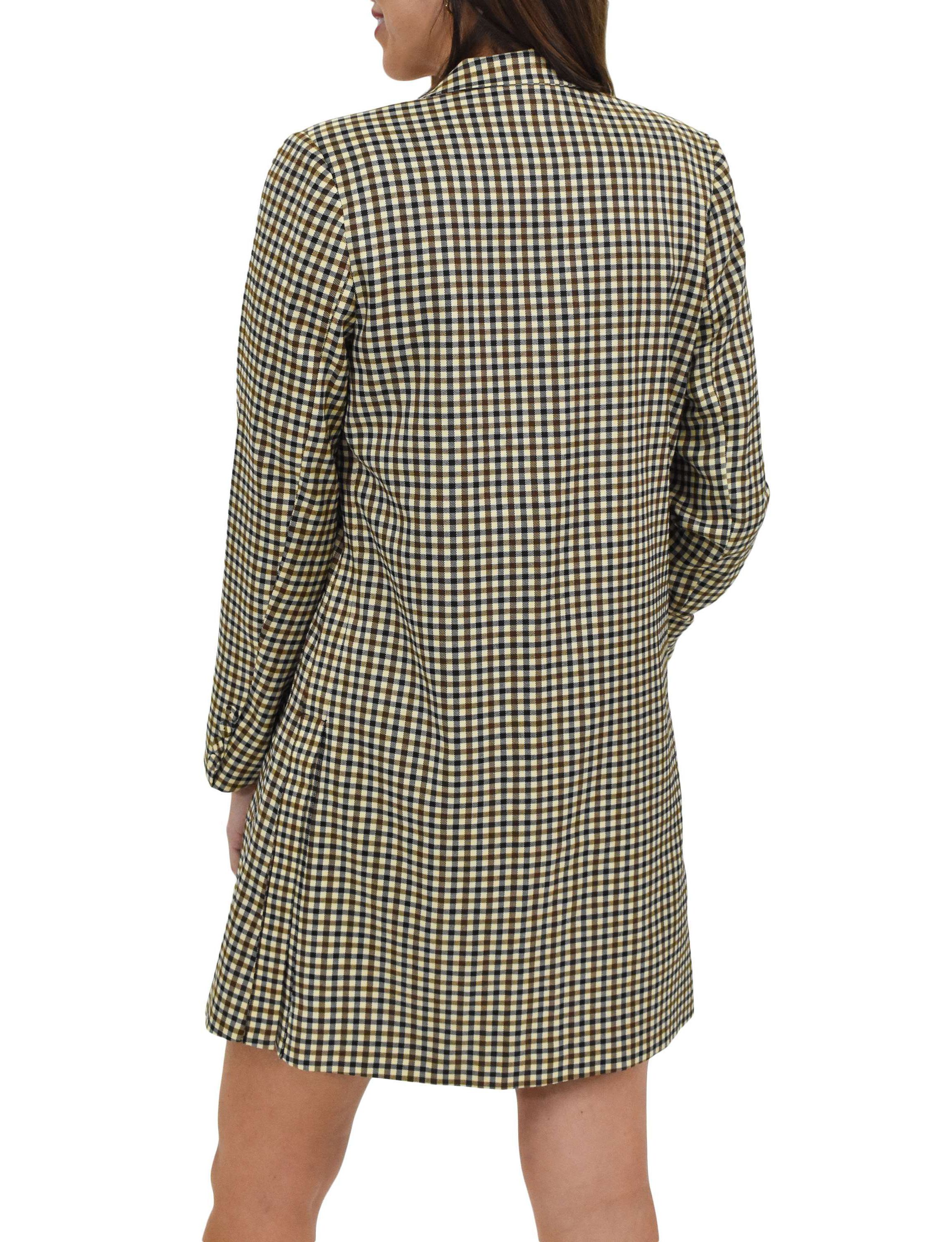 Plaid Notch Collar Jacket