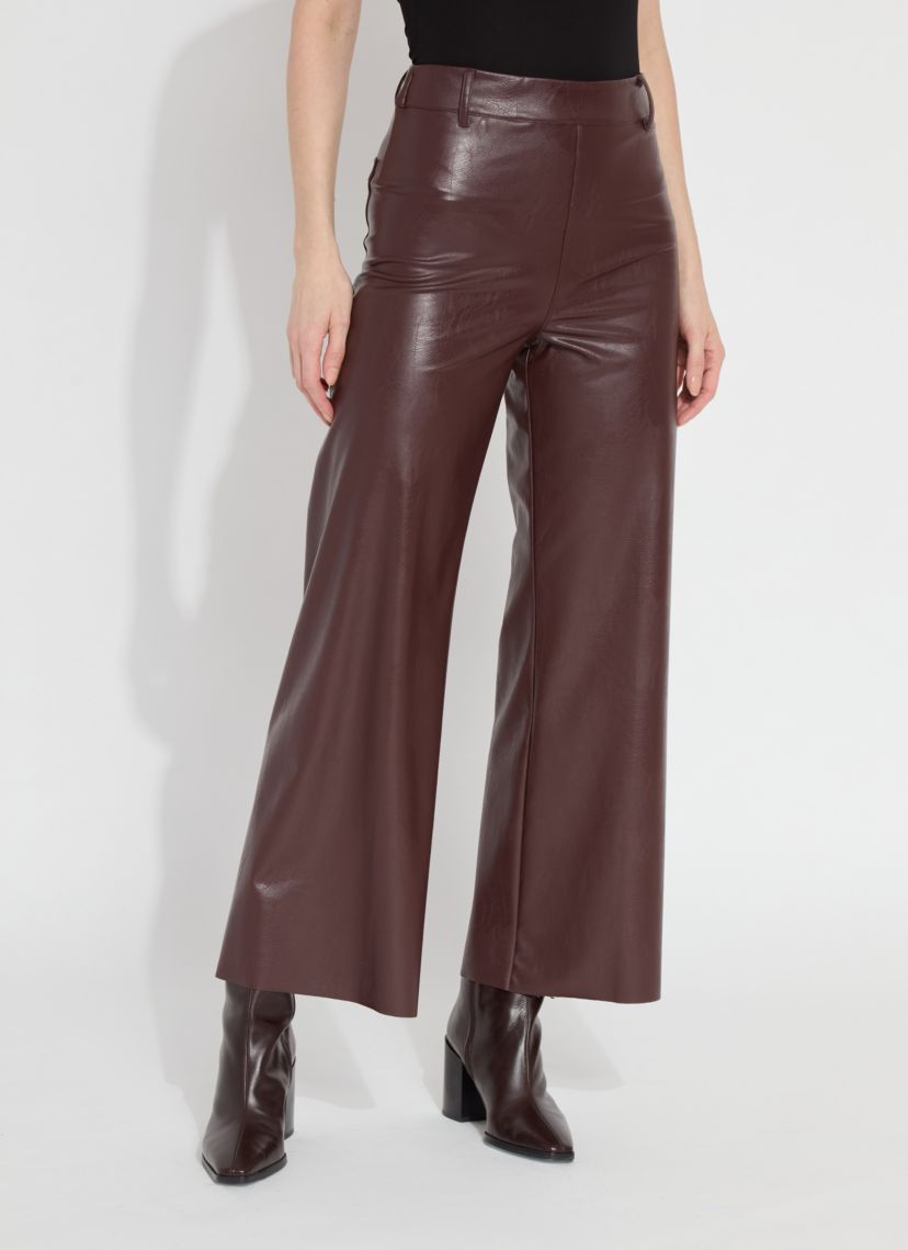 Hi Waist Vegan Leather Wide Leg