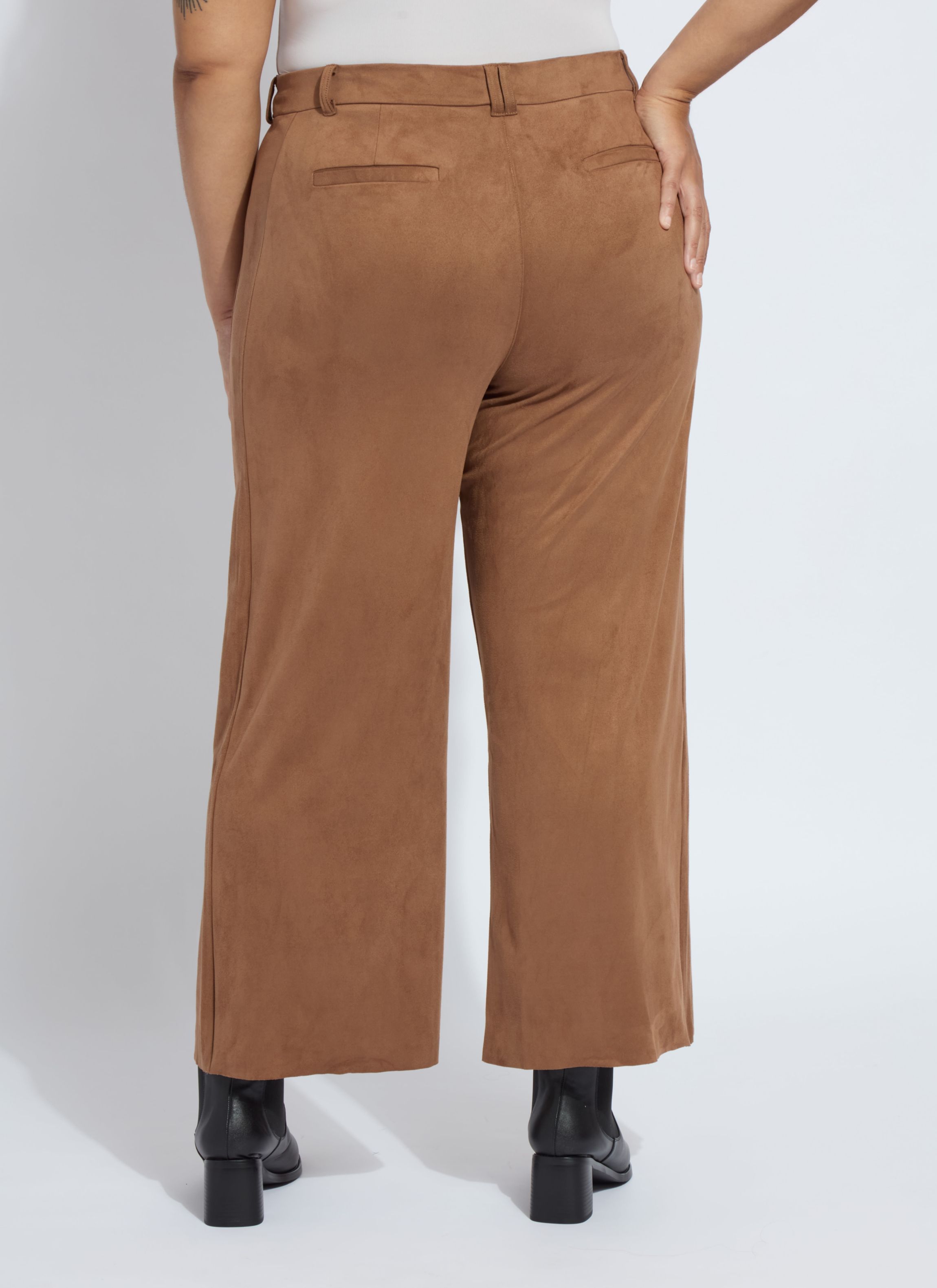Vionette Vegan Suede Wide Leg Trouser Curvy