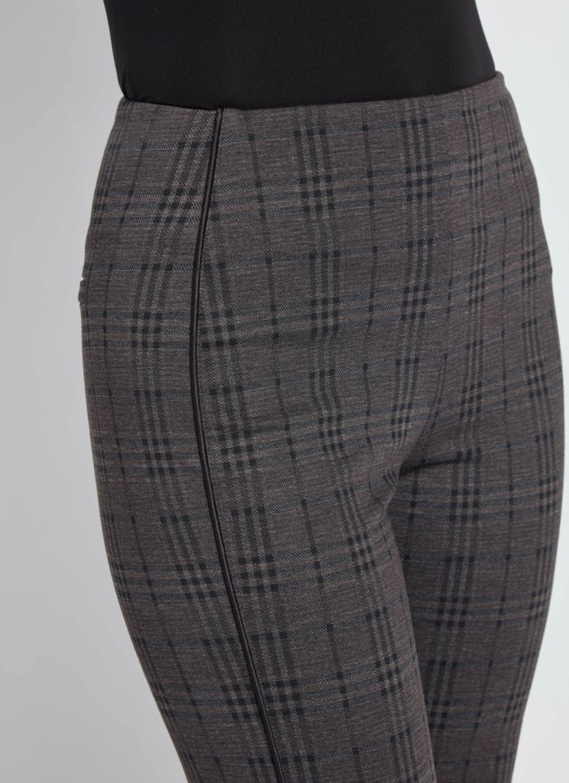Patterned Hi Waist Ponte Trouser w/ Piping