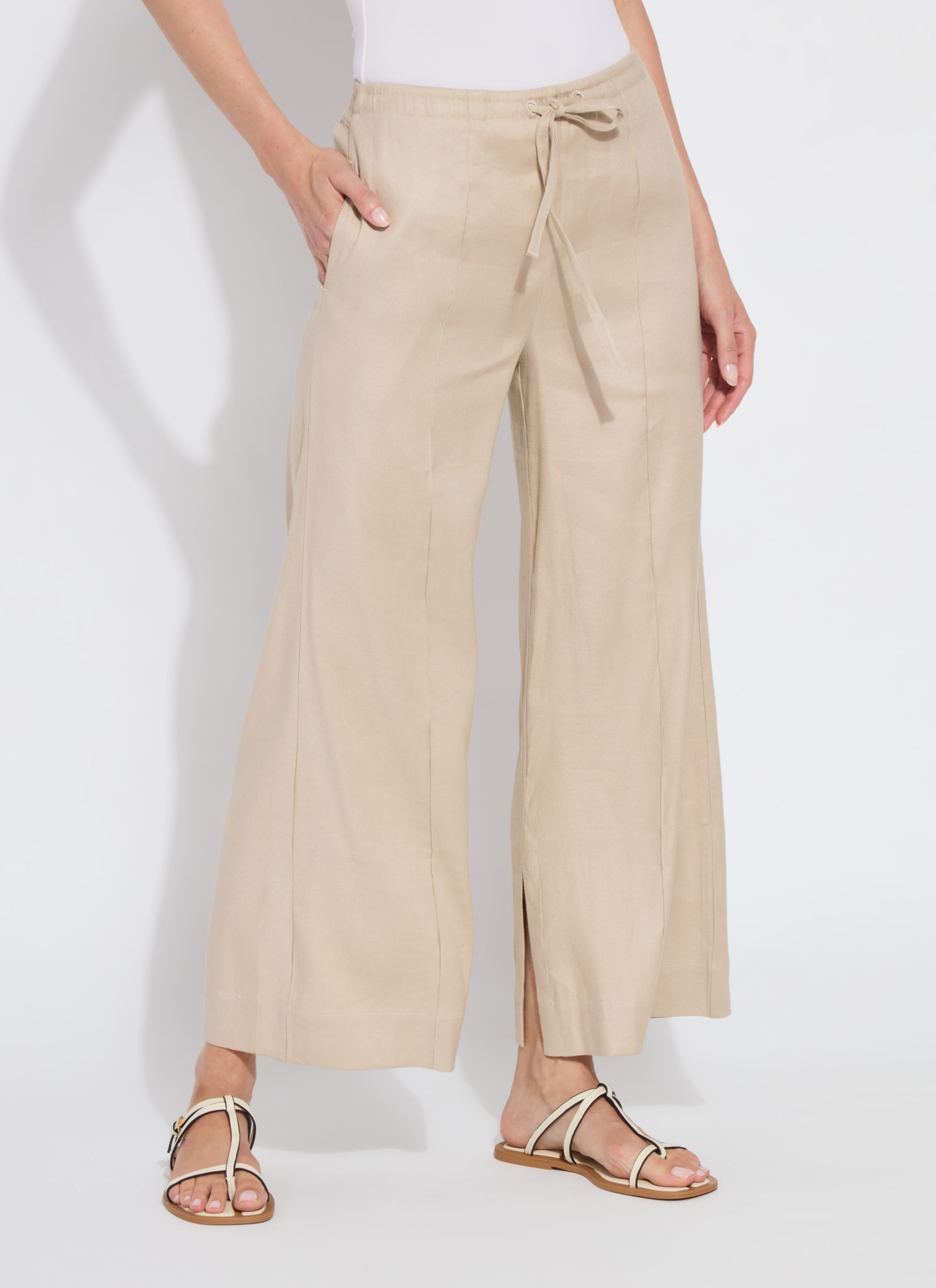 Plus Nixie Drawstring Linen Wide Leg Pant