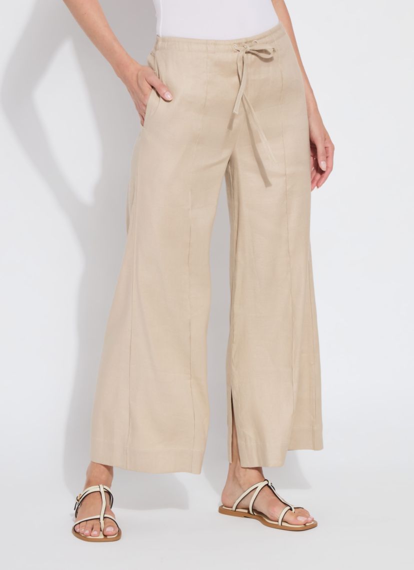 Nixie Drawstring Linen Wide Leg Pant