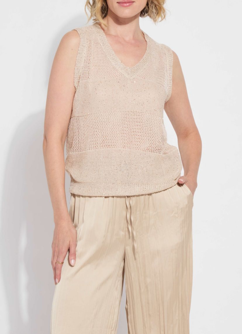 Bria Sequined V-Neck Shell
