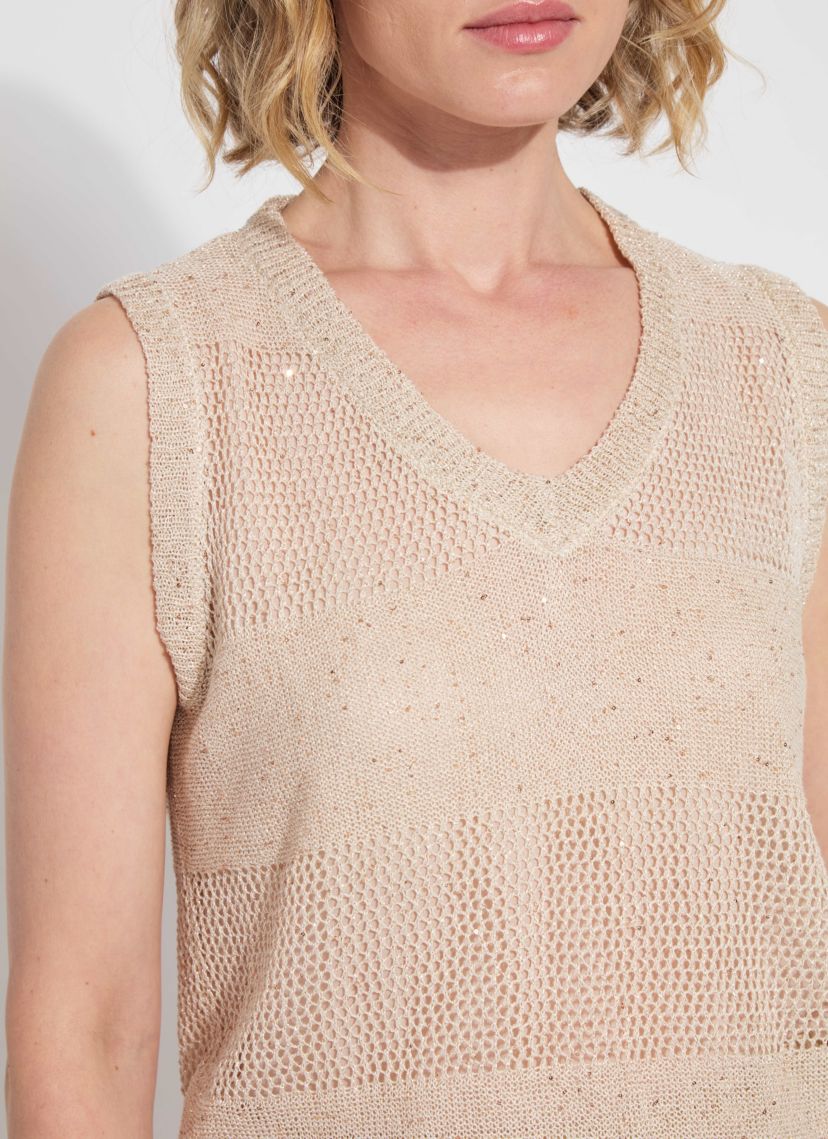 Bria Sequined V-Neck Shell