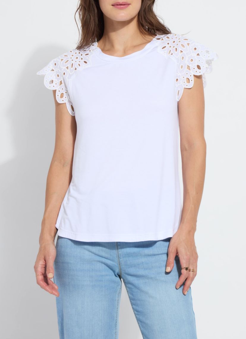 Katarina Eyelet Sleeve Trim Top