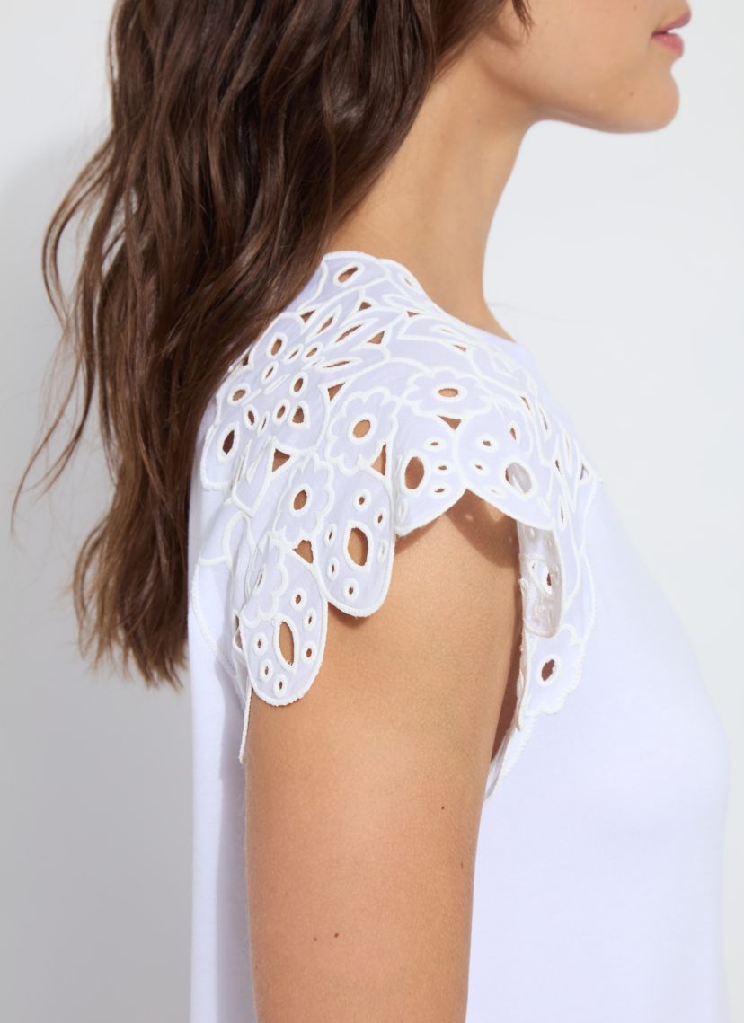 Katarina Eyelet Sleeve Trim Top