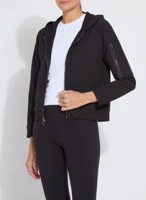 Lysse New York Women's COTTON ZIP UP HOODIE SWEATSHIRT, Black, XL