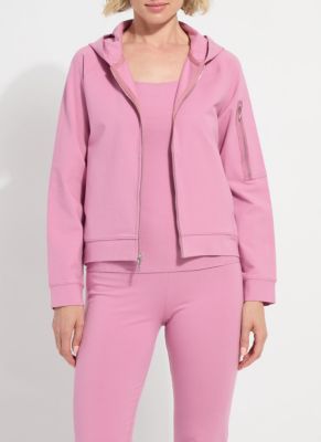 Lysse New York Women's COTTON ZIP UP HOODIE SWEATSHIRT, Pink, XL