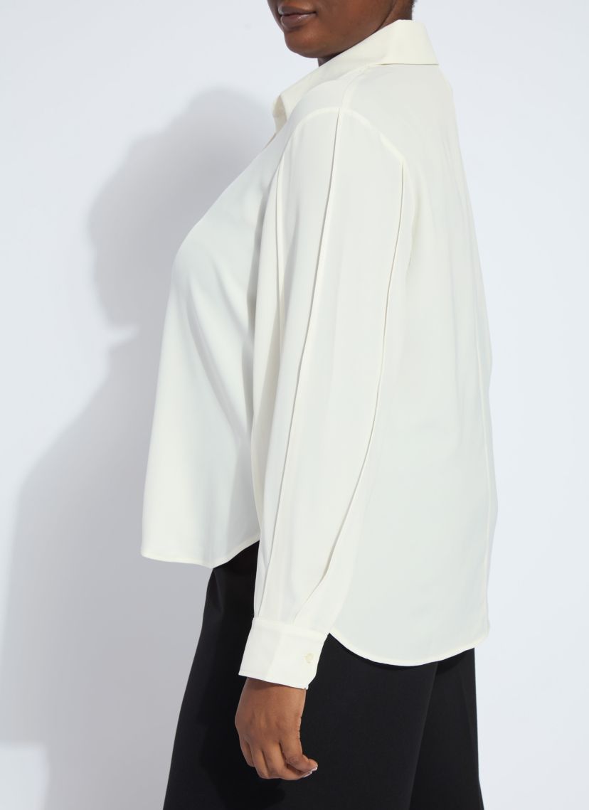 Ivette Pleated Balloon Slv Blouse Curvy