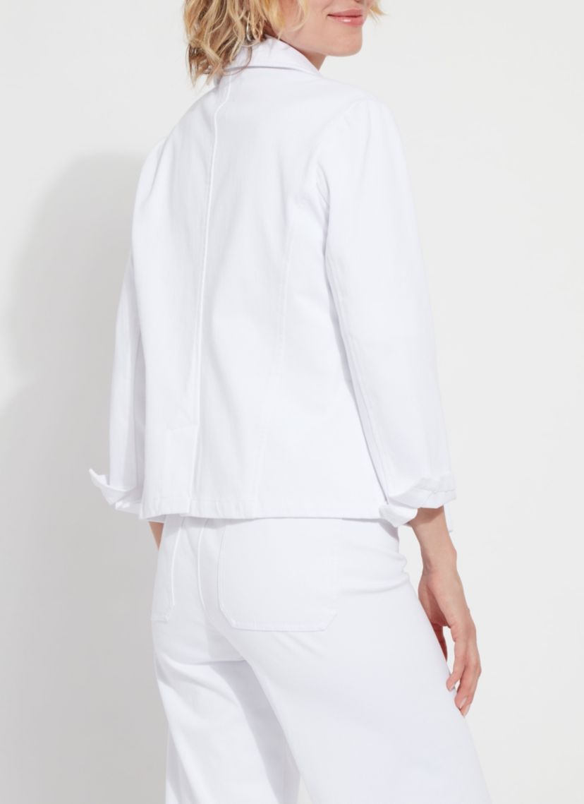 Della Denim Cropped Blazer Bracelet Slvs