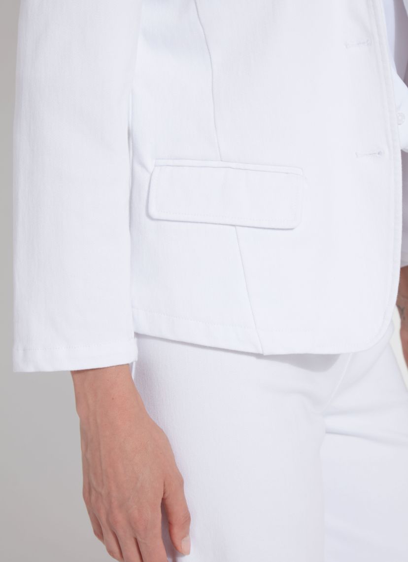 Della Denim Cropped Blazer Bracelet Slvs
