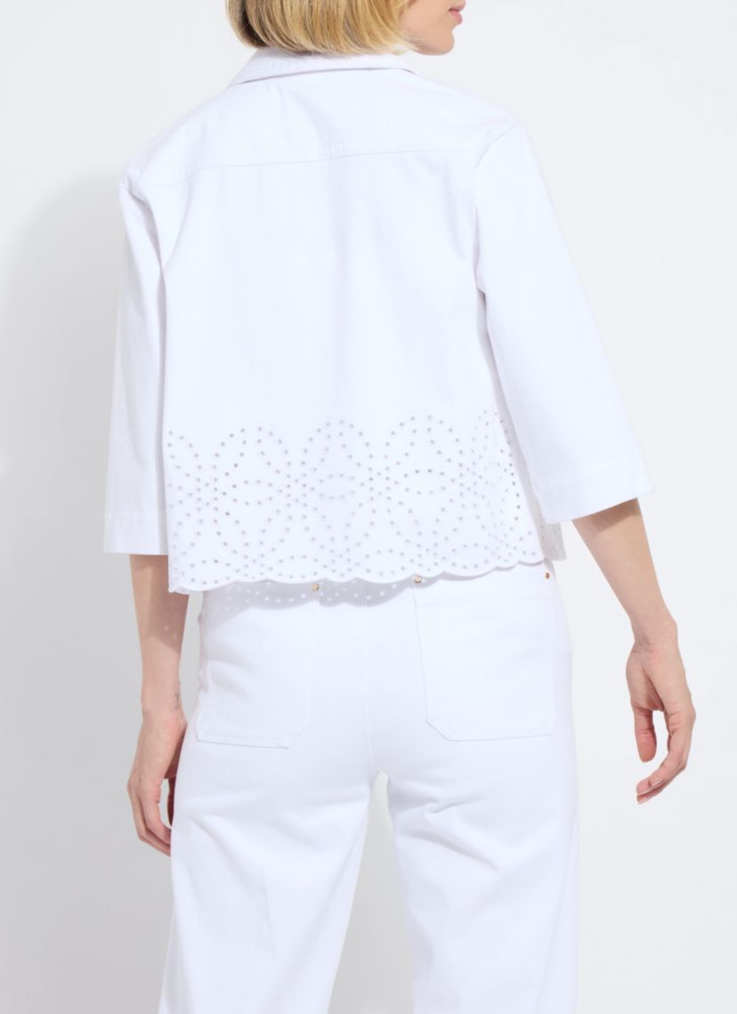 Gem Eyelet Embroidered Denim Jacket