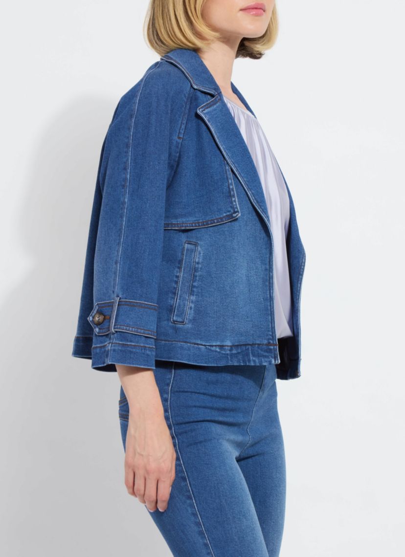 Jeanne Cropped Tencel Denim Trench Curvy